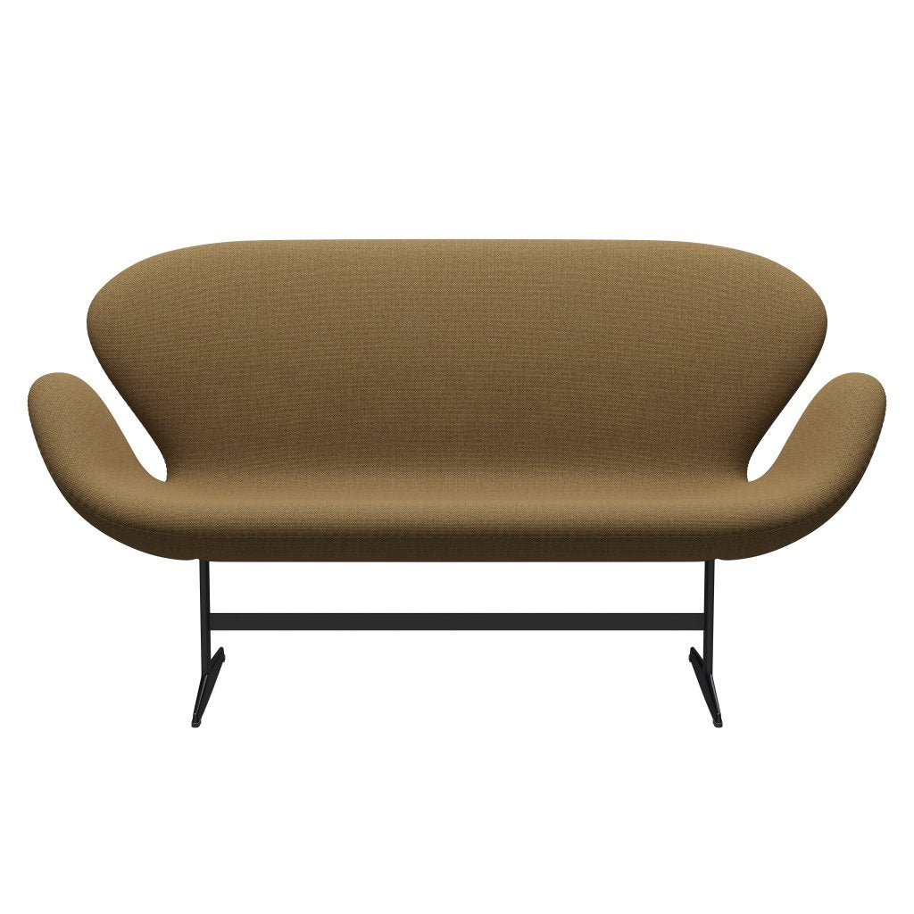 Fritz Hansen Canapé de cygne 2 places, laquée noire / redoute en laine / naturel