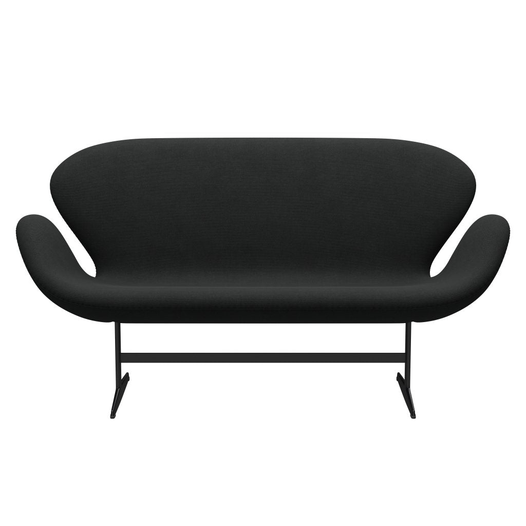 Fritz Hansen Swan Sofa 2-Sitzer, Schwarz lackiert/Stahlschnitt Dunkelbraun (380)