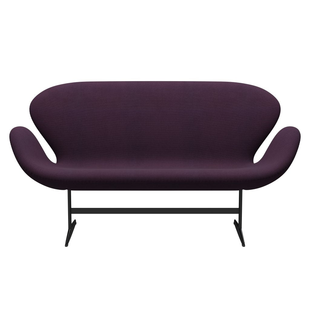 Fritz Hansen Swan Sofa 2-Sitzer, Schwarz lackiert/Stahlschnitt Medium Violet