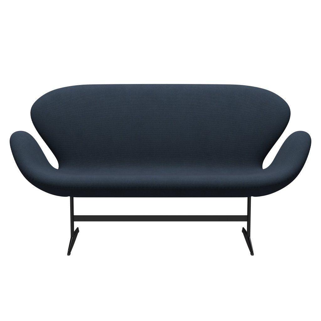 Fritz Hansen Swan Sofa 2 sæder, sort lakeret/stålcut trio mørkebrun blå blå