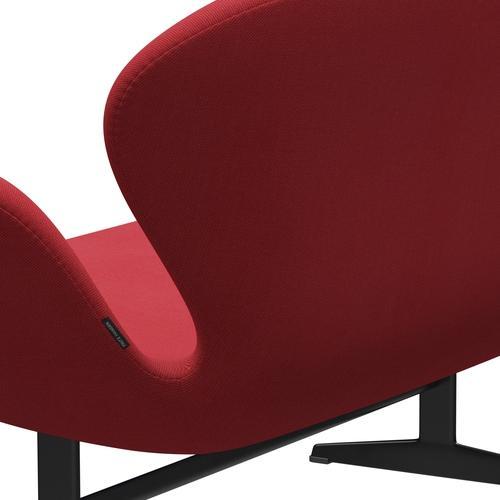 [product_category]-Fritz Hansen Swan Sofa 2 Seater, Black Lacquered/Steelcut Trio Red-Fritz Hansen-3321-STR553-BLLA-FRI-5