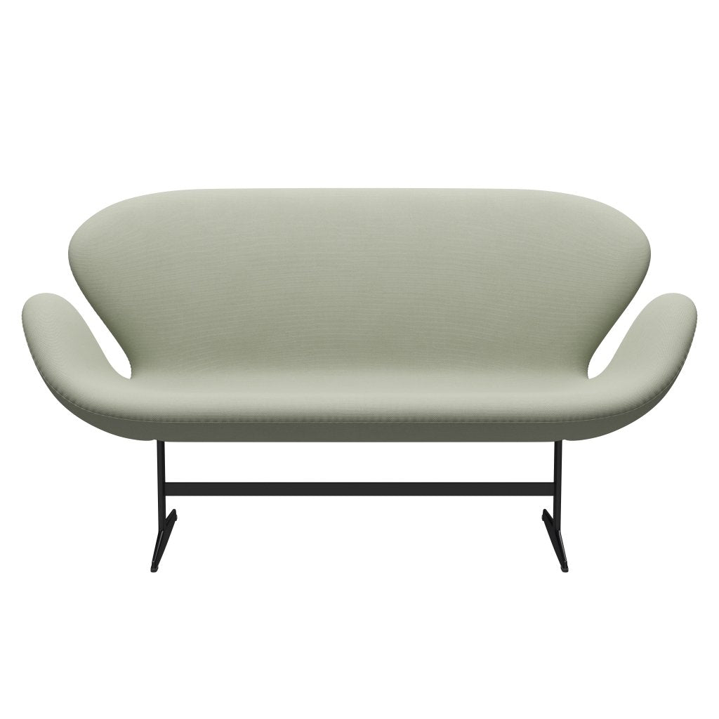 Fritz Hansen Swan Sofa 2-Sitzer, Schwarz lackiert/Stahlschnitt Türkis Hell