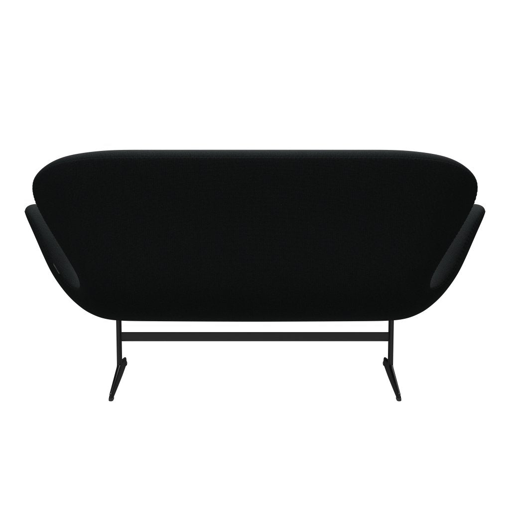 Fritz Hansen Swan Sofa 2-Sitzer, Schwarz Lackiert/Sunniva Schwarz (193)