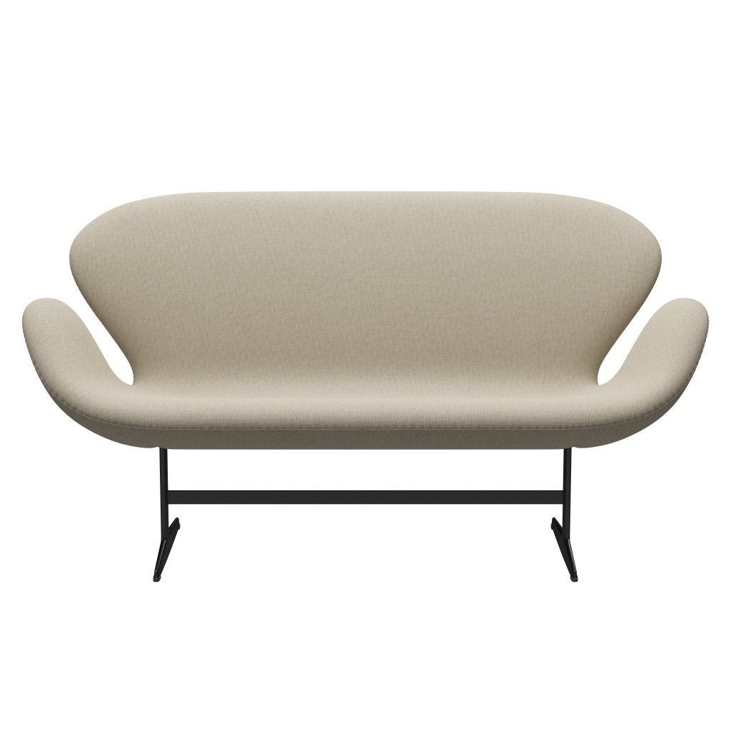 Fritz Hansen Swan Sofa 2 -zits, zwart gelakt/sunniva licht beige