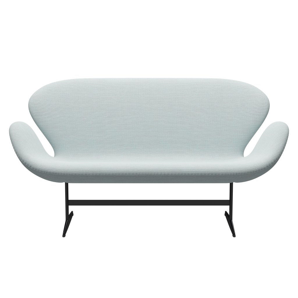 Fritz Hansen Swan Sofá 2 plazas, lacado negro/sunniva blanco/azul claro