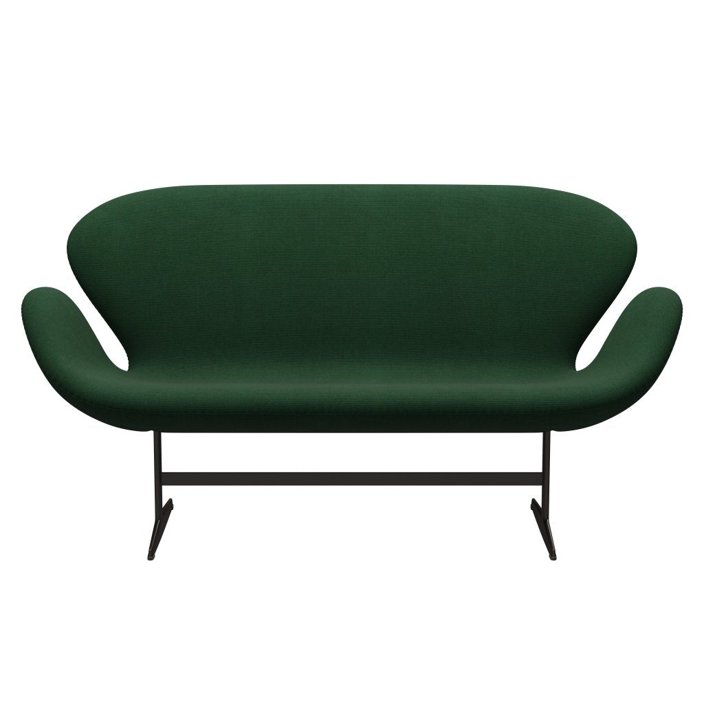 Fritz Hansen Swan Sofa 2-Sitzer, Braun-Bronze/Leinwand Grasgrün