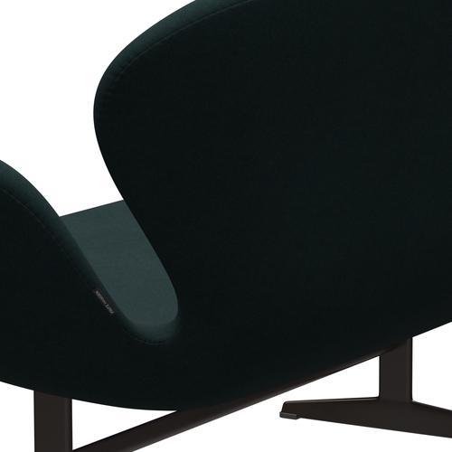 Fritz Hansen Swan沙发2座位，棕色青铜/Divina Dark Green（886）