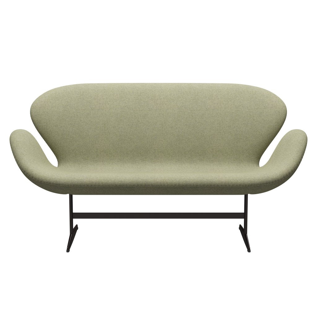 Fritz Hansen Swan Sofá 2 plazas, Bronce marrón/Divina MD Soft Green