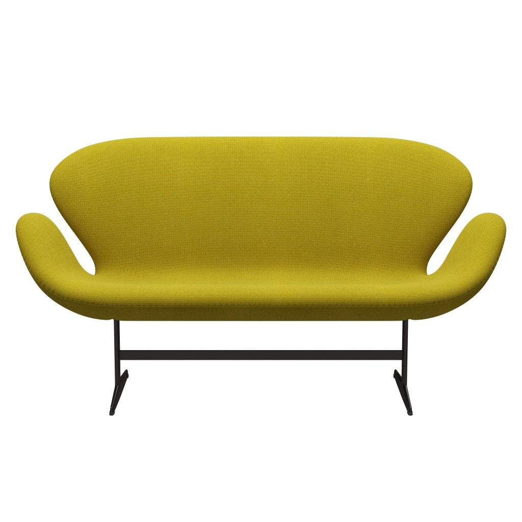 Fritz Hansen Swan Sofá 2 plazas, bronce marrón/Hallingdal amarillo/verde