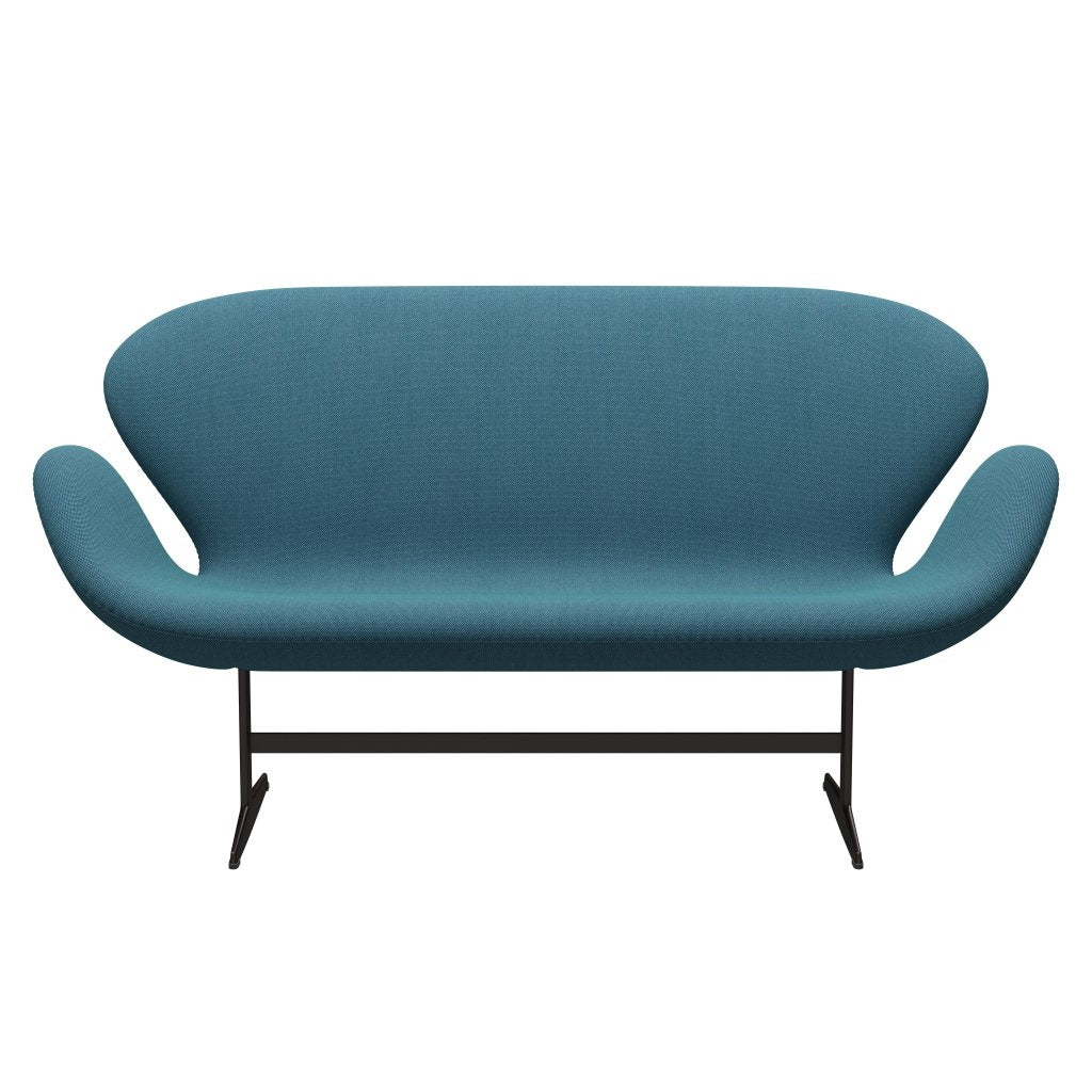 Fritz Hansen Schwan Sofa 2-Sitzer, Braun Bronze/Stahlschnitt Trio Türkis