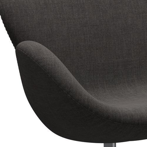 Fritz Hansen Swan Sofa 2 Seater, Satin Brushed Aluminium/Canvas Dark Grey