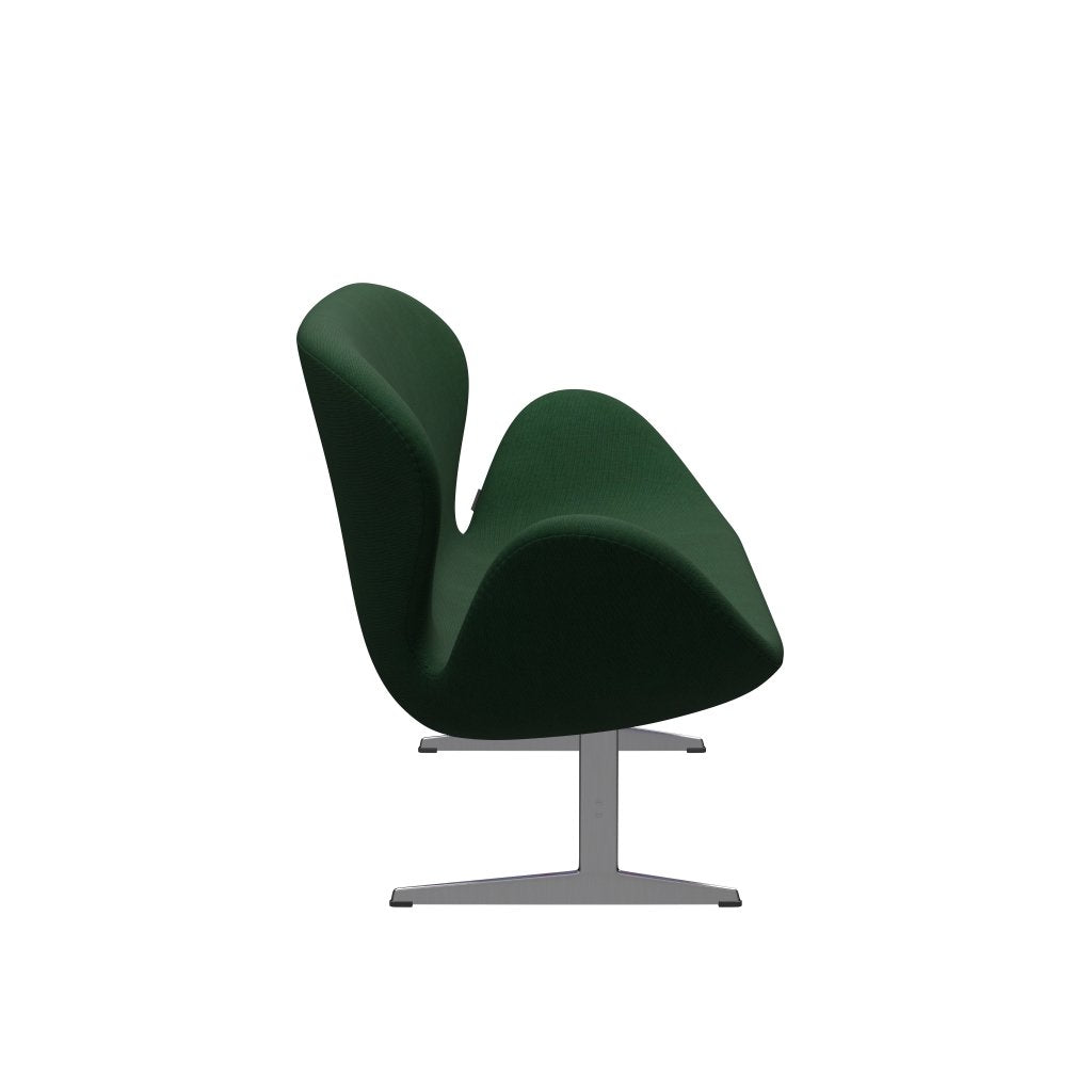 [product_category]-Fritz Hansen Swan Sofa 2 Seater, Satin Brushed Aluminium/Canvas Grass Green-Fritz Hansen-3321-CA0946-SPAL-FRI-3