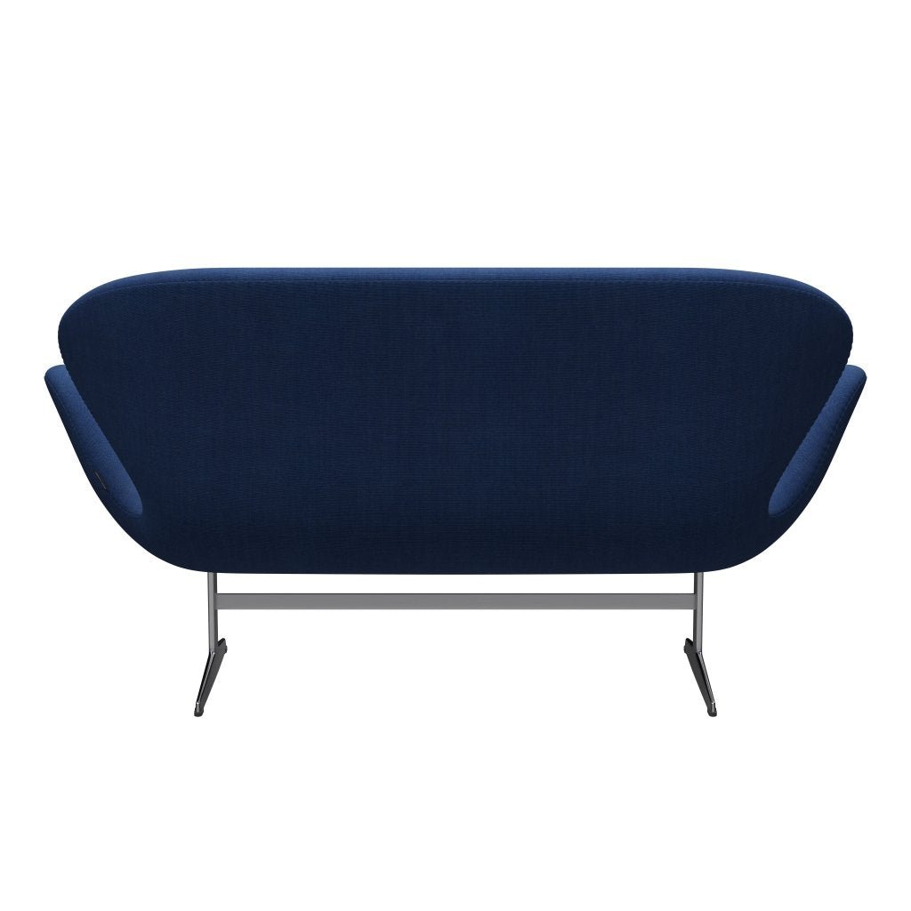 Fritz Hansen Swan divano 2 posti, alluminio spazzolato in raso/tela azzurra (0746)