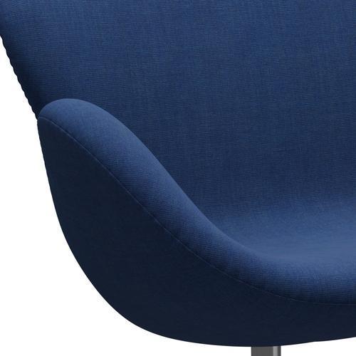 Fritz Hansen Swan divano 2 posti, alluminio spazzolato in raso/tela azzurra (0746)