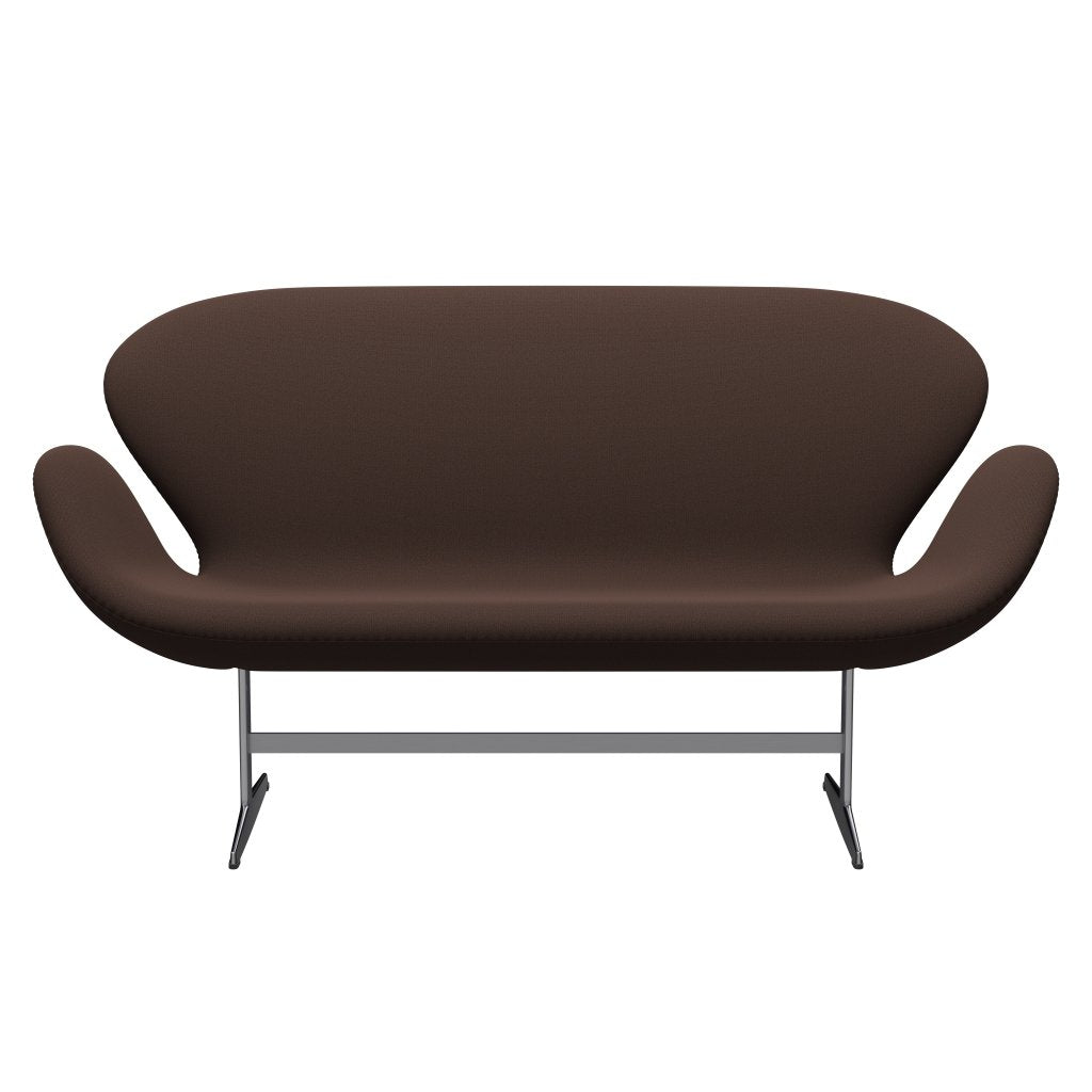 Fritz Hansen Swan divano 2 posti, alluminio spazzolato in raso/cattura marrone cioccolato