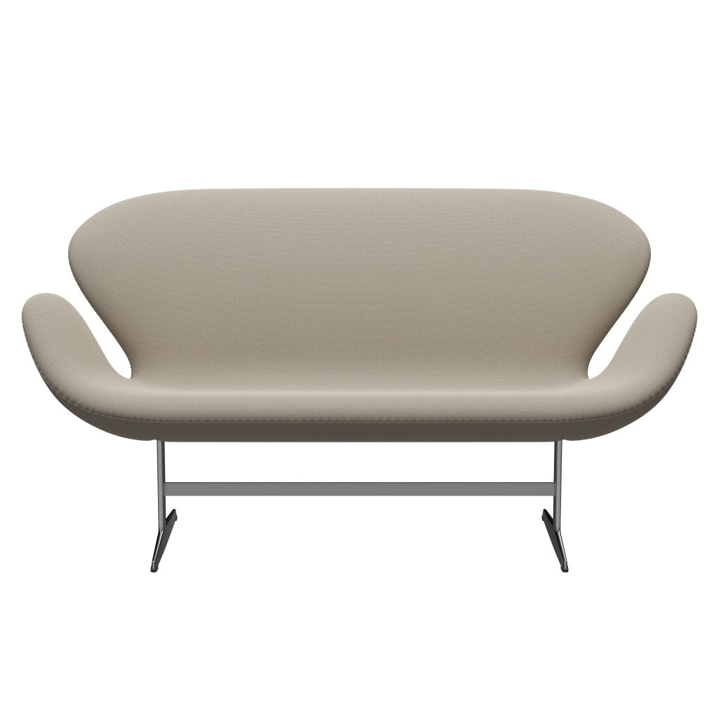 Fritz Hansen Swan Sofa 2-Sitzer, Satiniertes gebürstetes Aluminium/Capture Grey Sand