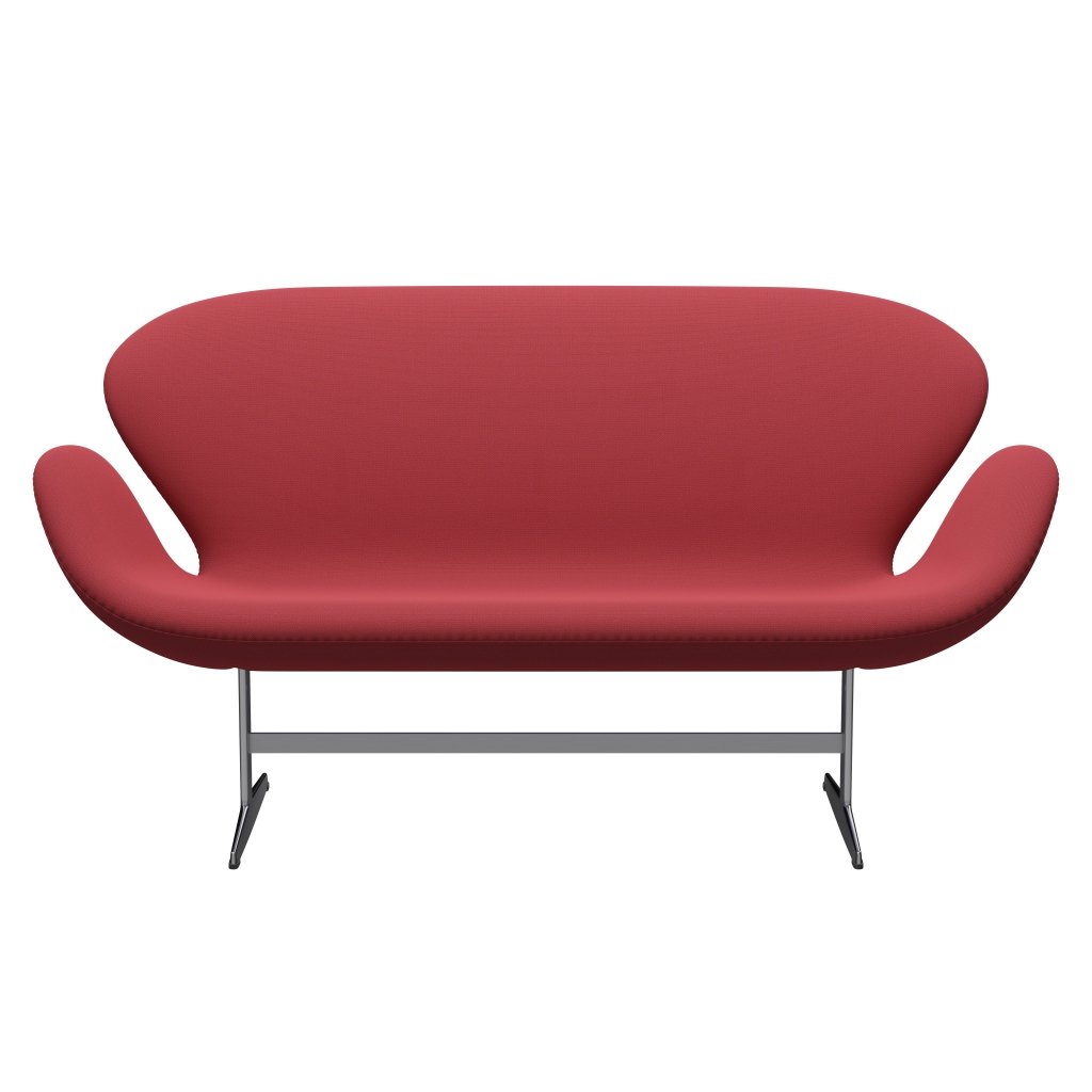 Fritz Hansen Swan Sofa 2 -zits, satijnen geborsteld aluminium/vangte instant rood