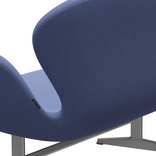 Fritz Hansen Swan divano 2 posti, alluminio spazzolato in raso/cattura azzurro (4901)