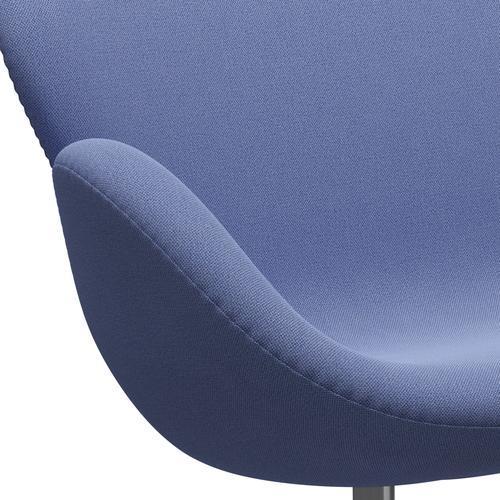 Fritz Hansen Swan Sofa 2 Seater, Satin Brushed Aluminium/Capture Light Blue (4901)