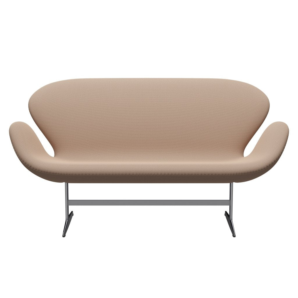 Fritz Hansen Swan Sofa 2-Sitzer, Satiniertes gebürstetes Aluminium/Capture Pink Sand