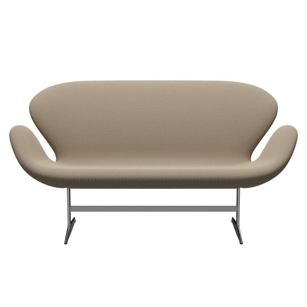 Fritz Hansen Swan Sofa 2-Sitzer, Satiniertes gebürstetes Aluminium/Capture Sand