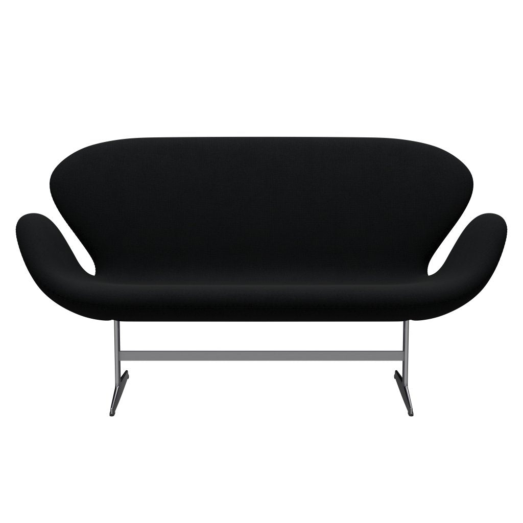 [product_category]-Fritz Hansen Swan Sofa 2 Seater, Satin Brushed Aluminium/Christianshavn Black Uni-Fritz Hansen-3321-CH1175-SPAL-FRI-1