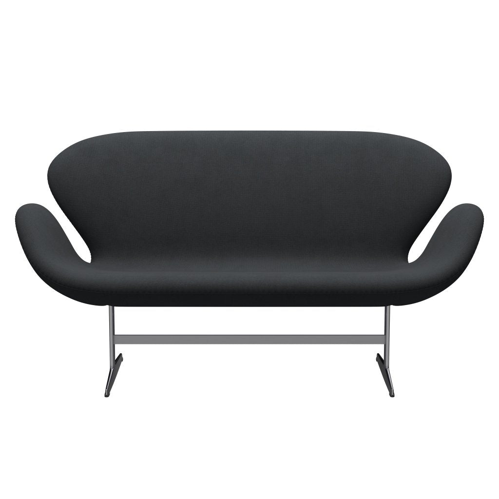 [product_category]-Fritz Hansen Swan Sofa 2 Seater, Satin Brushed Aluminium/Christianshavn Dark Grey-Fritz Hansen-3321-CH1174-SPAL-FRI-1