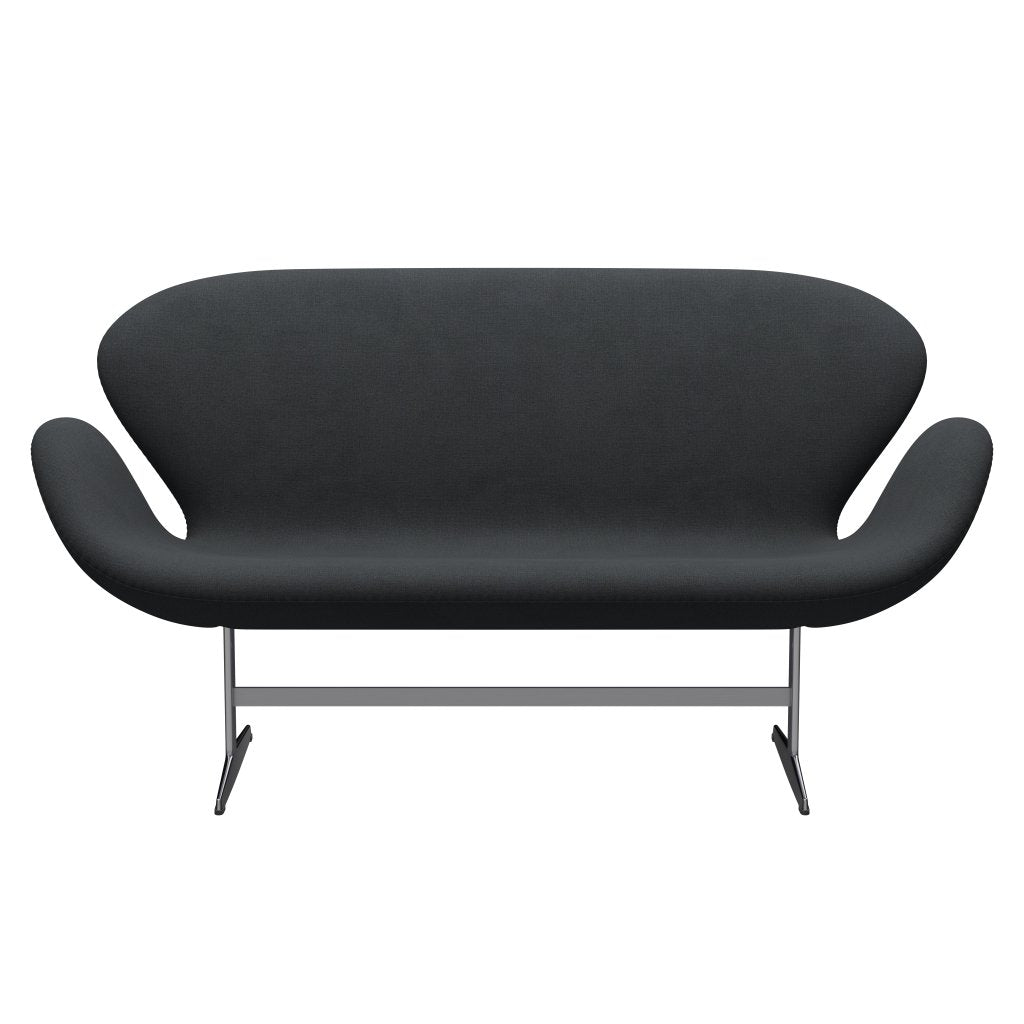 [product_category]-Fritz Hansen Swan Sofa 2 Seater, Satin Brushed Aluminium/Christianshavn Grey-Fritz Hansen-3321-CH1173-SPAL-FRI-1