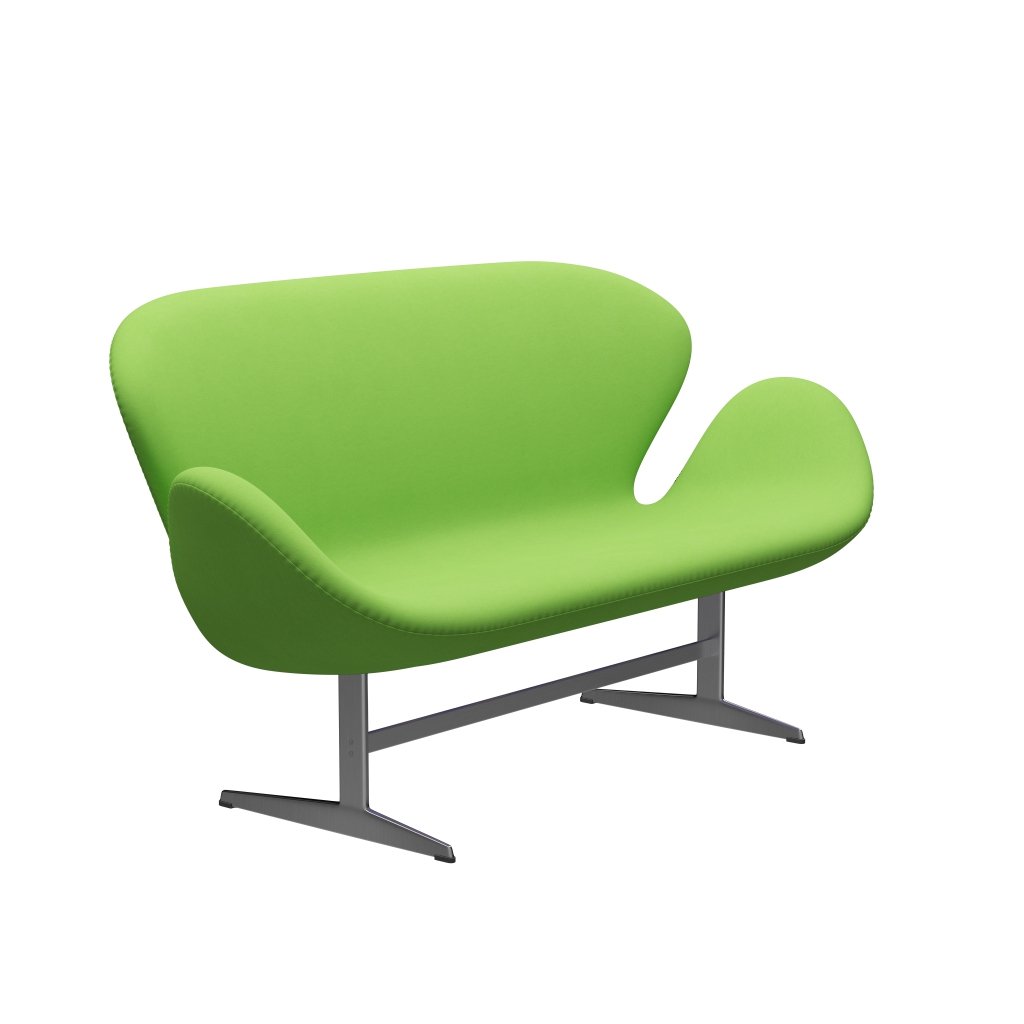 Fritz Hansen Swan Sofa 2 Seater, Satin Brushed Aluminium/Comfort Light Green (68010)