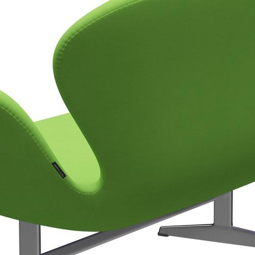 Fritz Hansen Swan Sofa 2 Seater, Satin Brushed Aluminium/Comfort Light Green (68010)