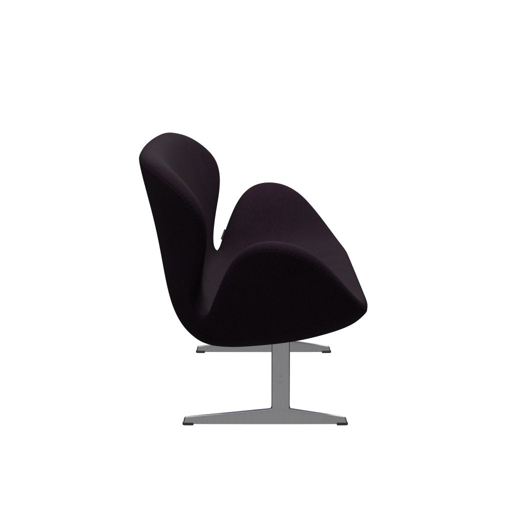 Fritz Hansen Swan Sofá 2 plazas, aluminio cepillado por satén/Divina Aubergine (376)