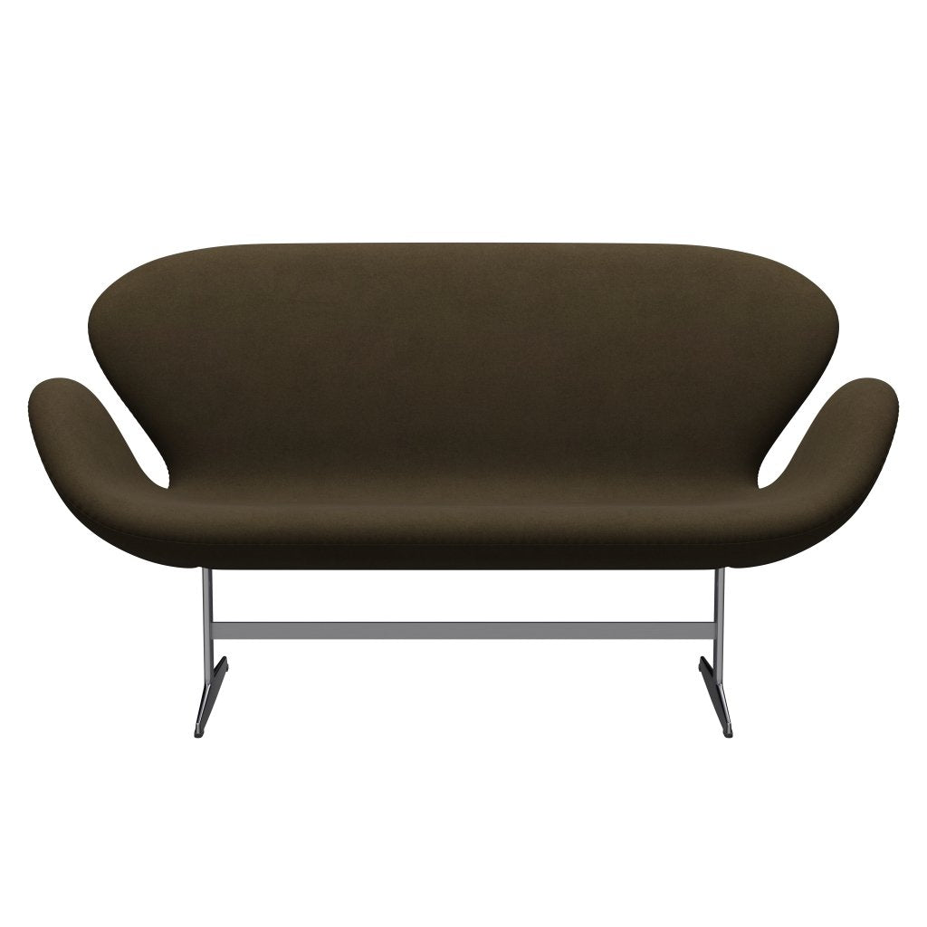 Fritz Hansen Swan Sofa 2-Sitzer, Satiniertes gebürstetes Aluminium/Divina Braun (984)