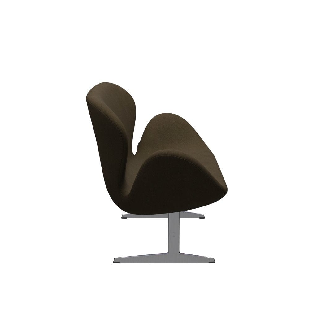 Fritz Hansen Swan divano 2 posti, alluminio spazzolato in raso/Divina Brown (984)