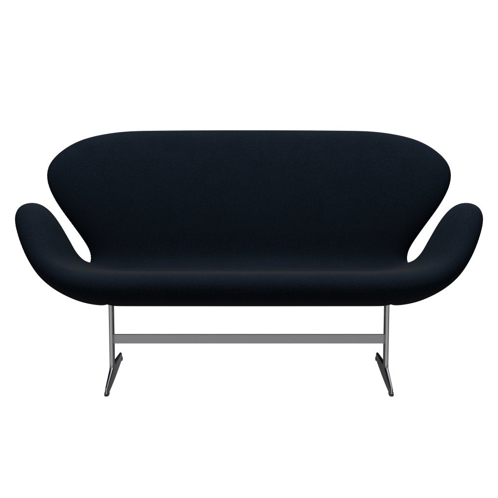 Fritz Hansen Swan Sofa 2 -zits, satijnen geborsteld aluminium/divina donkerblauw