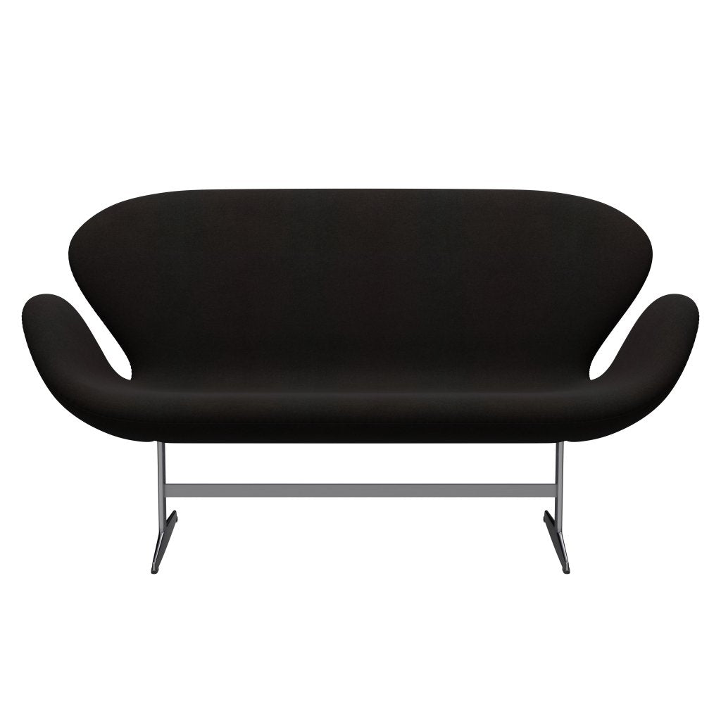 Fritz Hansen Swan Sofa 2-Sitzer, Satiniertes gebürstetes Aluminium/Divina Dunkelbraun (384)