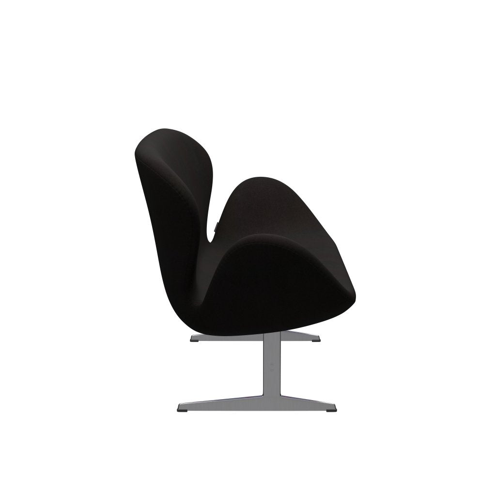 Fritz Hansen Swan divano 2 posti, alluminio spazzolato in raso/Divina Brown scuro (384)