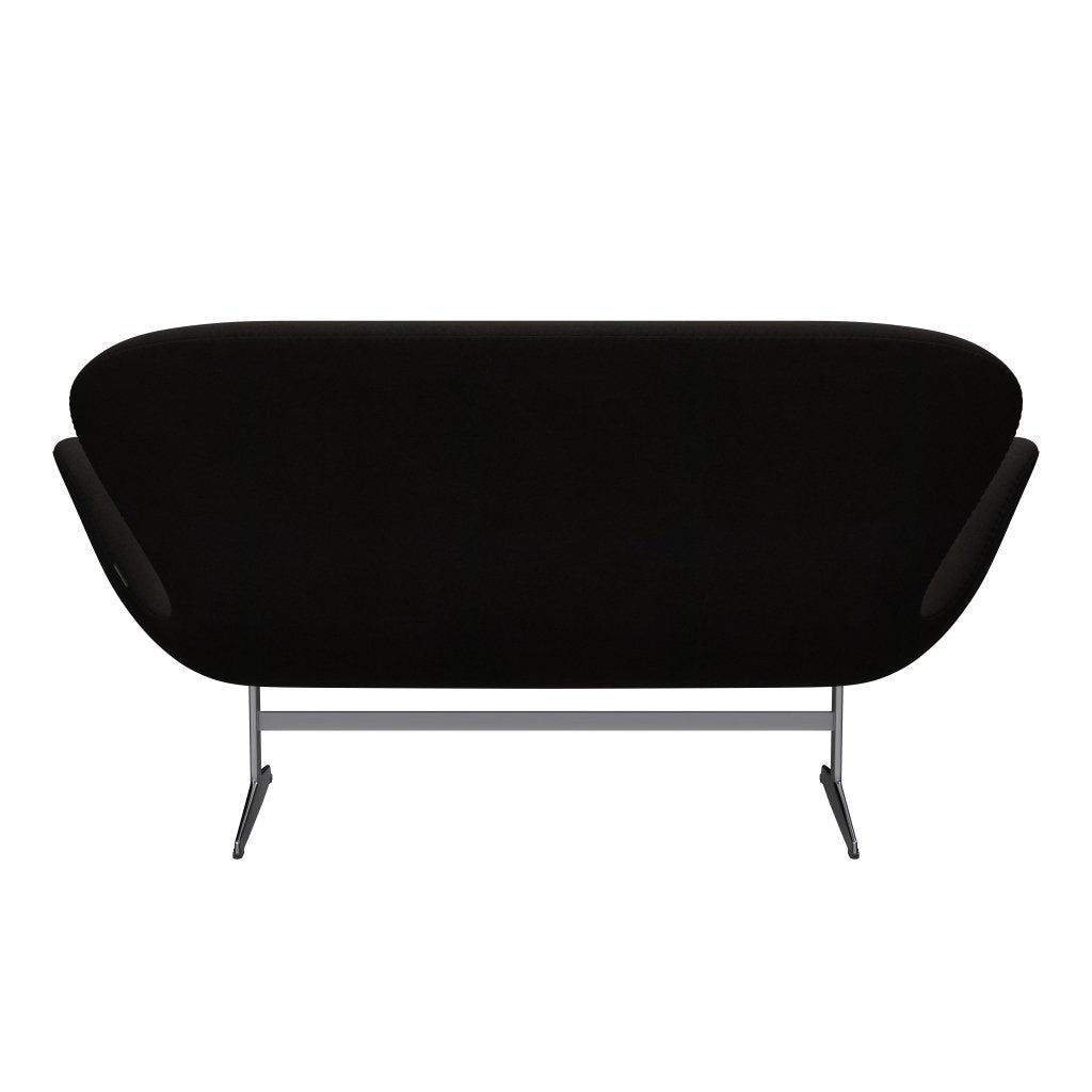 Fritz Hansen Swan Sofa 2-Sitzer, Satiniertes gebürstetes Aluminium/Divina Dunkelbraun (384)