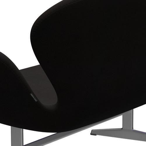 Fritz Hansen Swan Sofa 2-Sitzer, Satiniertes gebürstetes Aluminium/Divina Dunkelbraun (384)