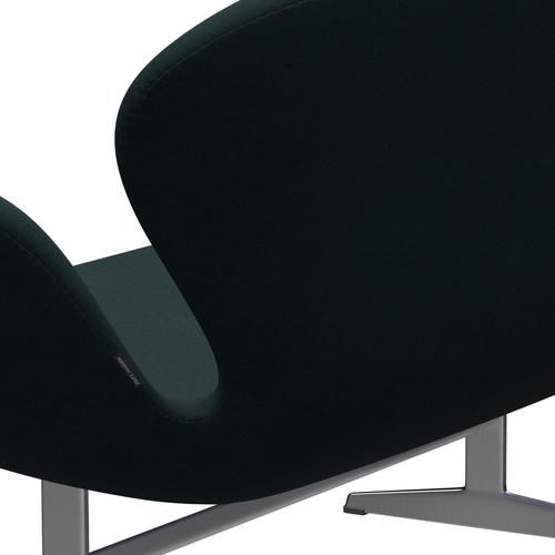 Fritz Hansen Canapé de cygne 2 places, aluminium brossé en satin / vert divina (886)