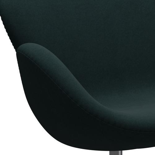 Fritz Hansen Swan Sofa 2-Sitzer, Satiniertes gebürstetes Aluminium/Divina Dunkelgrün (886)