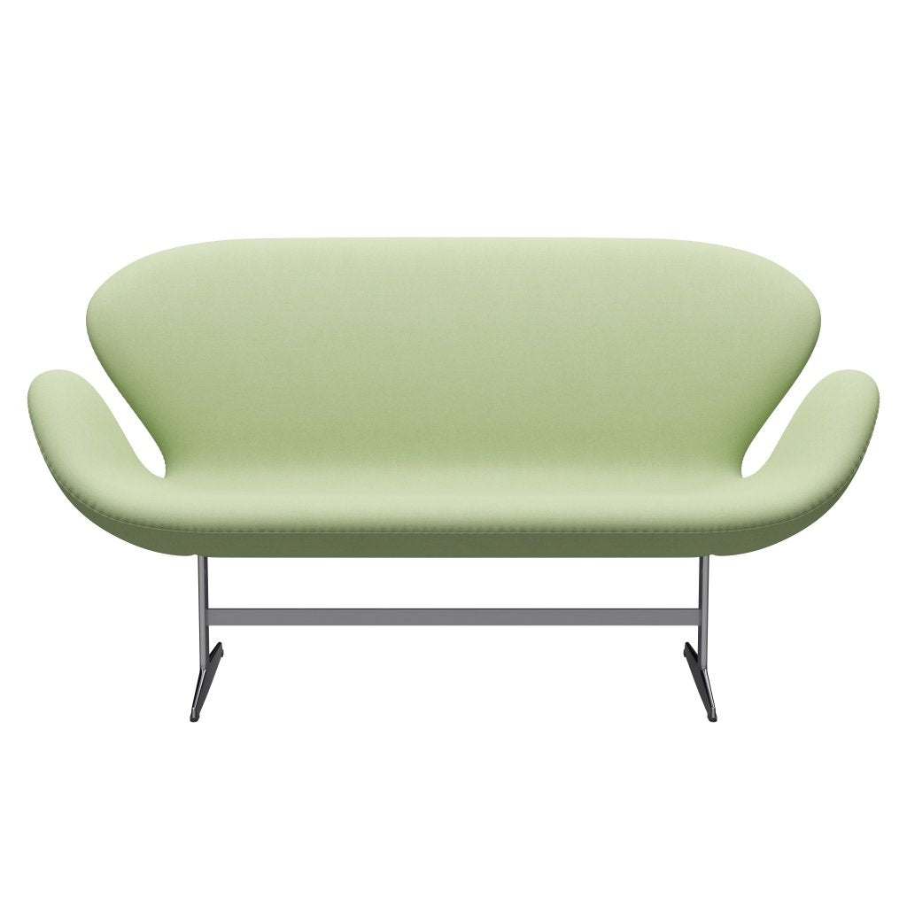 Fritz Hansen Canapé de cygne 2 places, aluminium brossé en satin / divina jaune clair