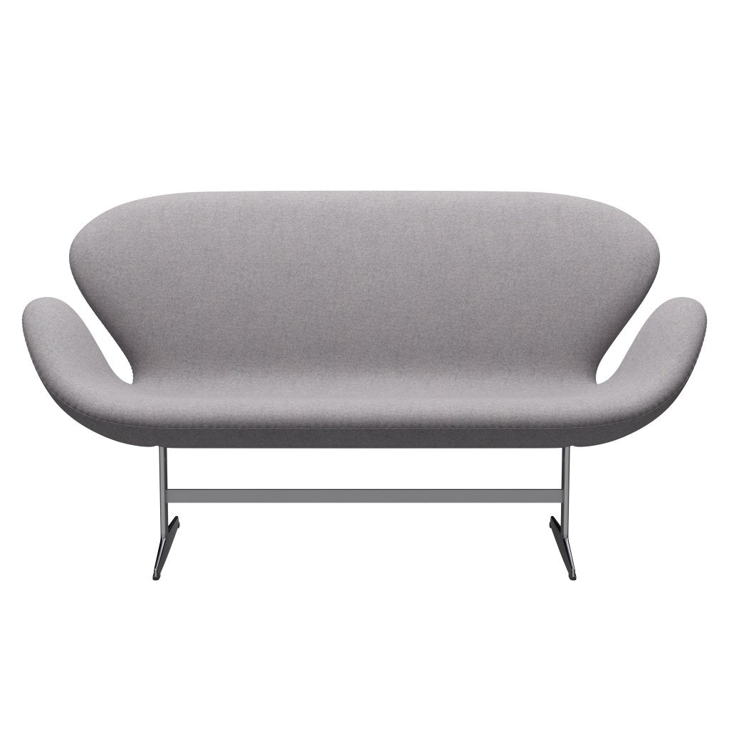 Fritz Hansen Swan Sofa 2 Seater, Satin Brushed Aluminium/Divina Md Cool Light Grey