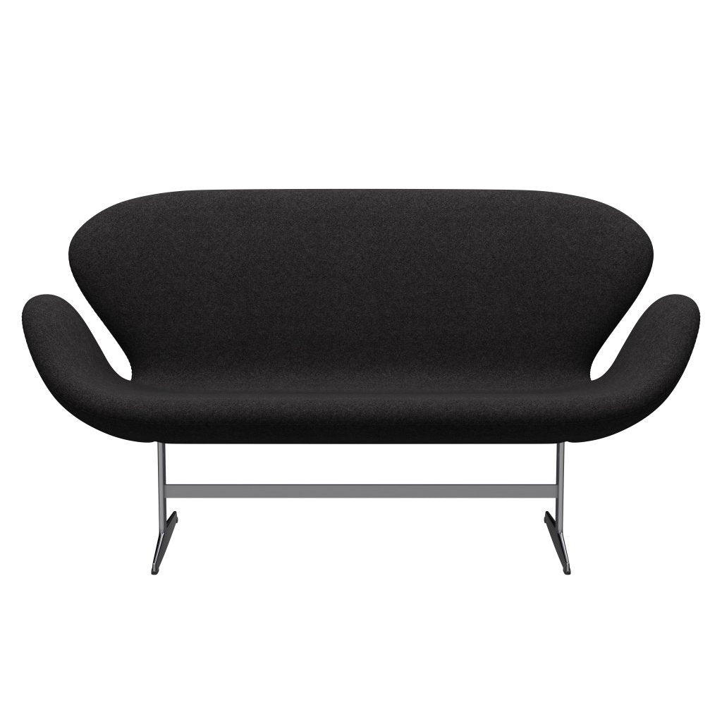 Fritz Hansen Swan Sofa 2-Sitzer, Satiniertes gebürstetes Aluminium/Divina Md Dunkelgrau