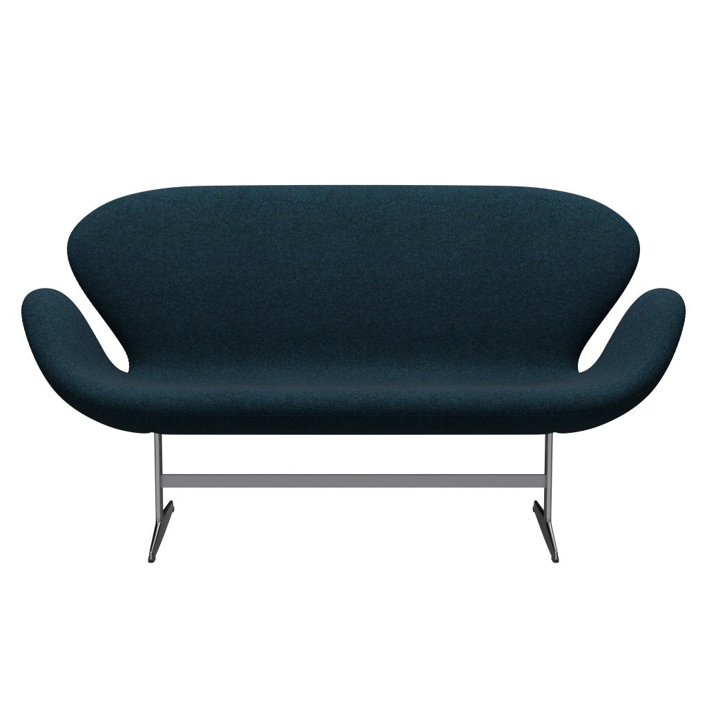 Fritz Hansen Swan Sofa 2 Seater, Satin Brushed Aluminium/Divina Md Petrol Dark