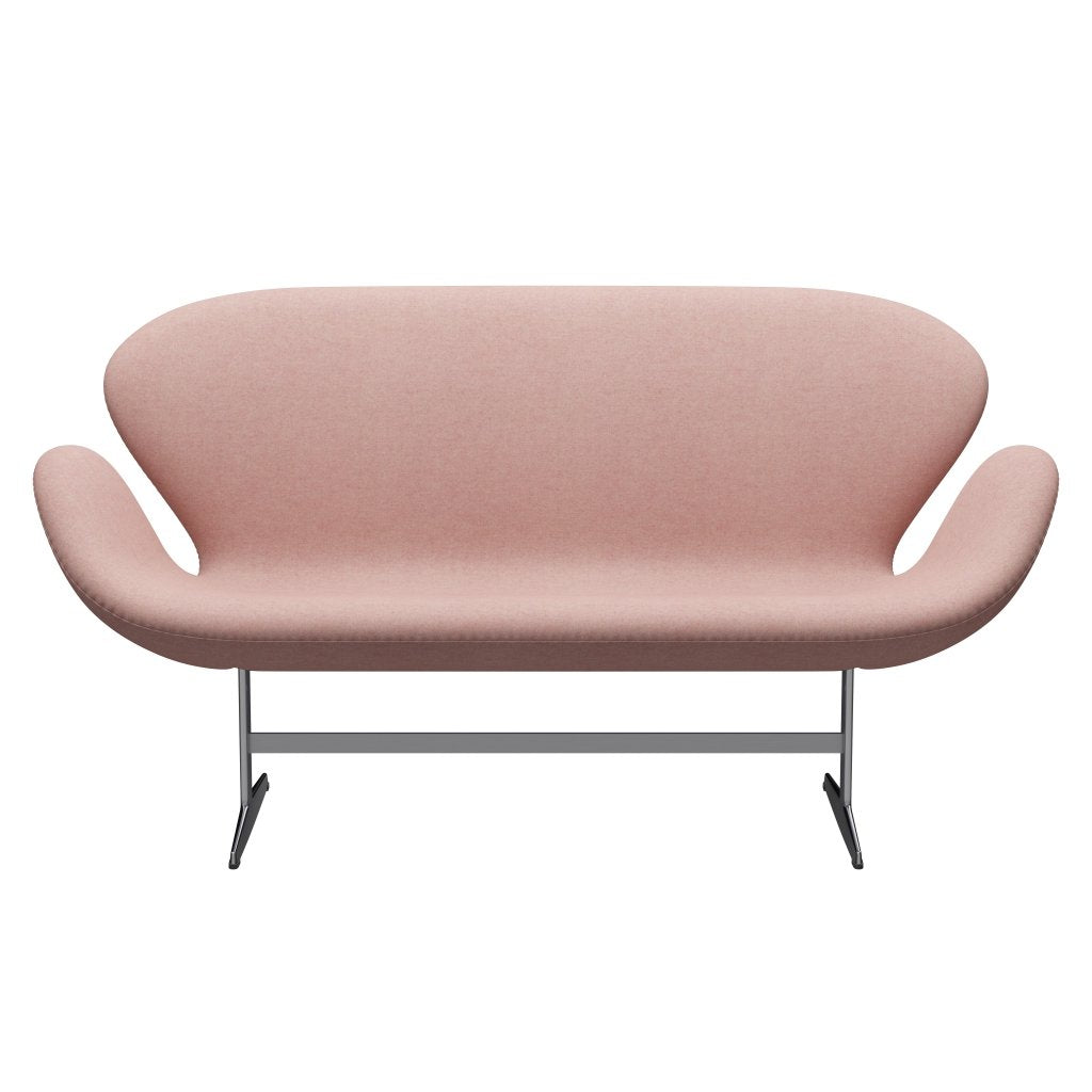 Fritz Hansen Swan Sofa 2 sæder, satin børstet aluminium/divina MD blød lyserød