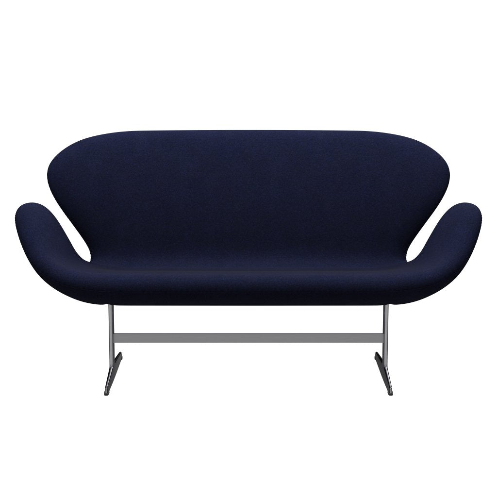 Fritz Hansen Swan Sofa 2 sæder, satin børstet aluminium/divina melange mørkeblå