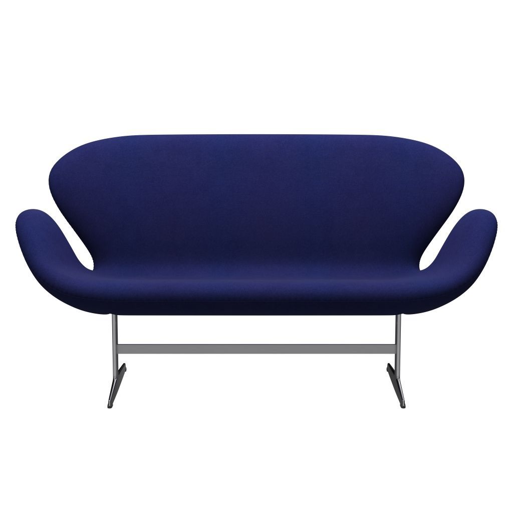 Fritz Hansen Swan Sofa 2-Sitzer, Satiniertes gebürstetes Aluminium/Divina Violett Dunkel (684)