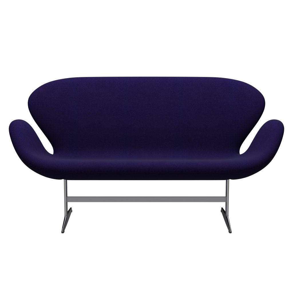 Fritz Hansen Swan Sofa 2-Sitzer, Satiniertes gebürstetes Aluminium/Divina Violett Dunkel (692)