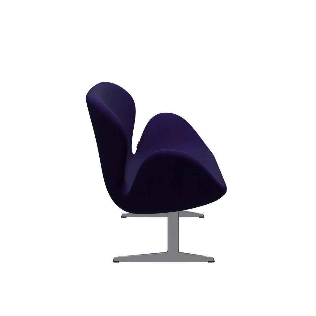 Fritz Hansen Swan Sofa 2-Sitzer, Satiniertes gebürstetes Aluminium/Divina Violett Dunkel (692)