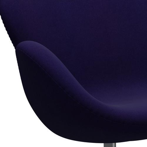 Fritz Hansen Swan Sofa 2-Sitzer, Satiniertes gebürstetes Aluminium/Divina Violett Dunkel (692)